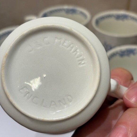 Vintage J & G Meakin England 1950's Dresden Blue Tea Cups/Mugs Set of 5 - Picture 8 of 9